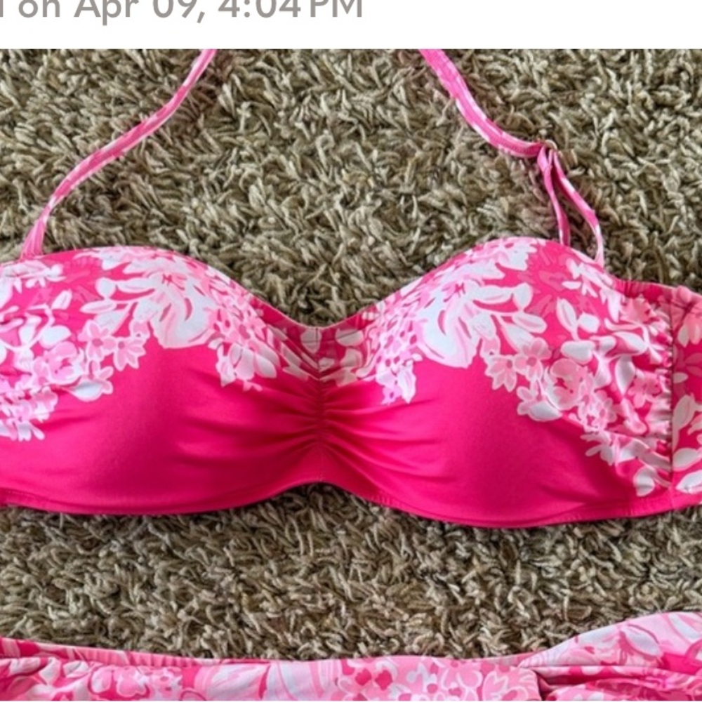 Lilly Pulitzer Pink and White Bikini Top